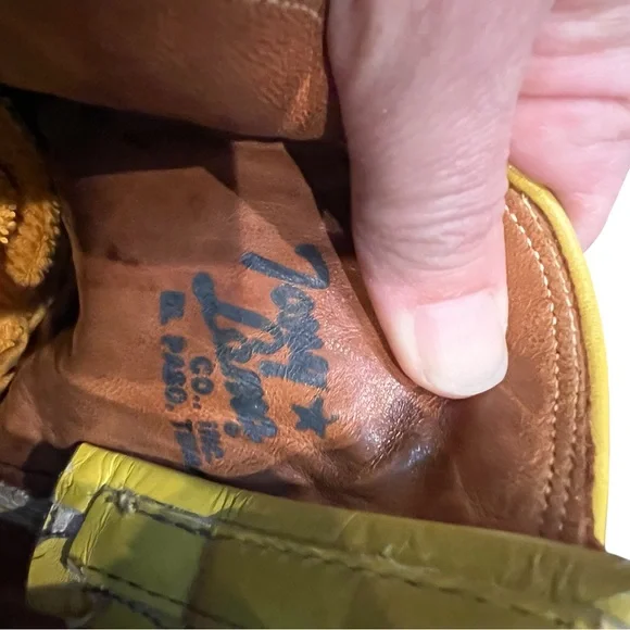 Tony Lama Vintage Yellow Western Boots with Black Toe Caps - Picture 12 of 15